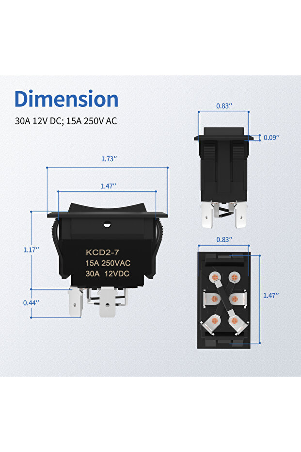 مفتاح عكس القطبية اللحظي DaierTek UP Down 12V 30A DPDT مفتاح عكس القطبية RV Power... - 2