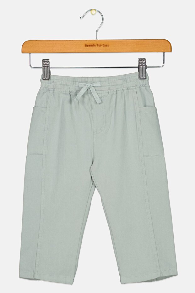 Toddlers Boy Drawstring Plain Shorts, Green - 1