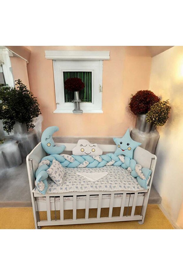 3 Piece Braided 240 cm Baby Sleeping Set 7 Piece Fancy Pillow Cotton 60*120 cm