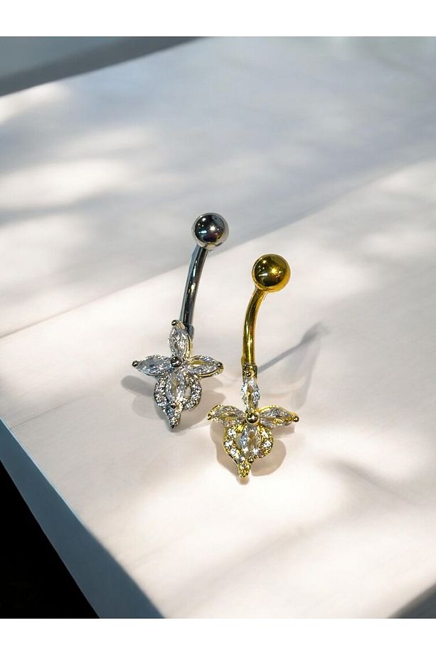 Cerrahi Çelik Taşlı Göbek Piercing - 4