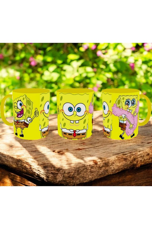 Sünger Bob Kupa Bardak Süngerbob Kupa İçi ve Kulbu Sarı - 5