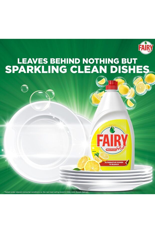 Max Plus Lemon Dishwashing Liquid with Bleach Alternative Power, 2x600ml - 5