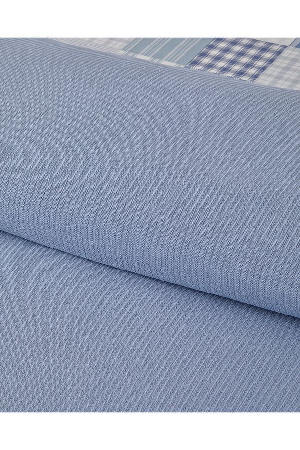 Modern Plaids Soft Tek Kişilik Pike Takımı 150x220 cm Mavi - 3