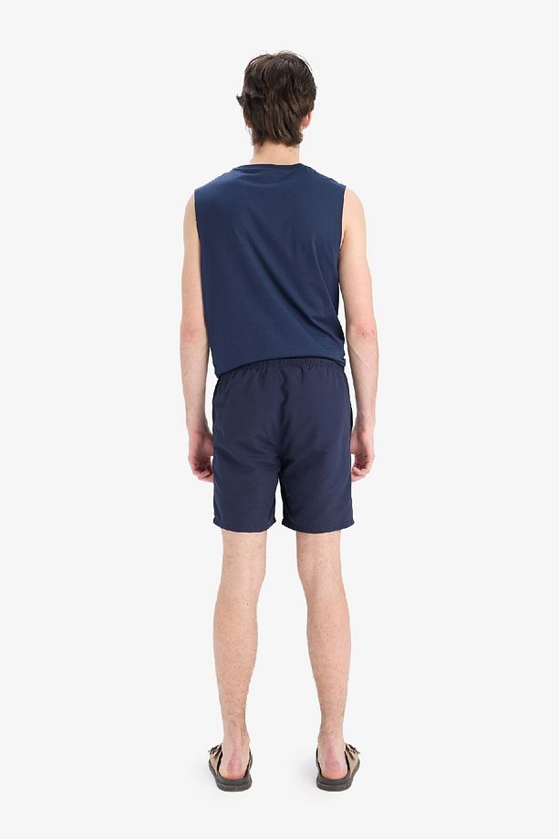 Regular Fit Kısa Boy Cepli File Astarlı Beli Bağcıklı Düz Hafif Kumaş Deniz Şortu E5133axns - 5