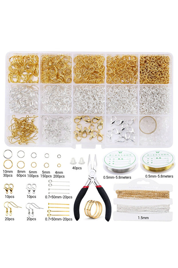 18 Alloy Accessories Jewelry Findings Set Jewelry Making Tools Copper Wire Open Jump Rings Earring H