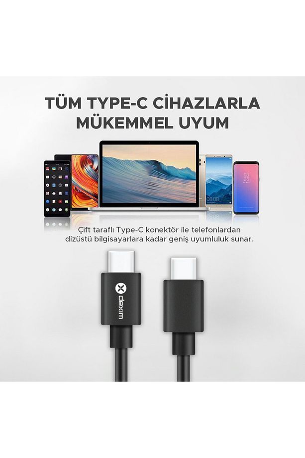 65w Pd Type C - Type C 1.2m Çift Taraflı Şarj Kablosu Pc, Tablet, Telefon - Dca0058 - 3