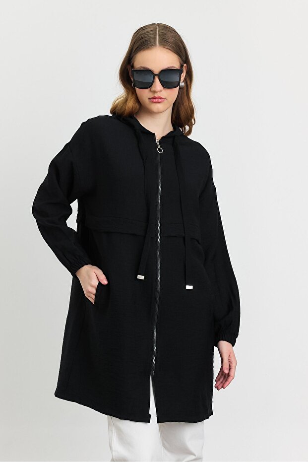 Black Hooded Pocketed Cap 4472A - 8