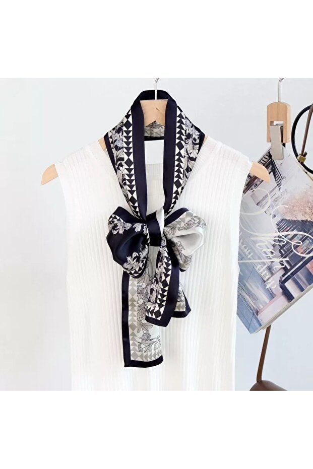 أوشحة منقوشة حسب الطلب باللونين الأزرق الداكن والرمادي - 2