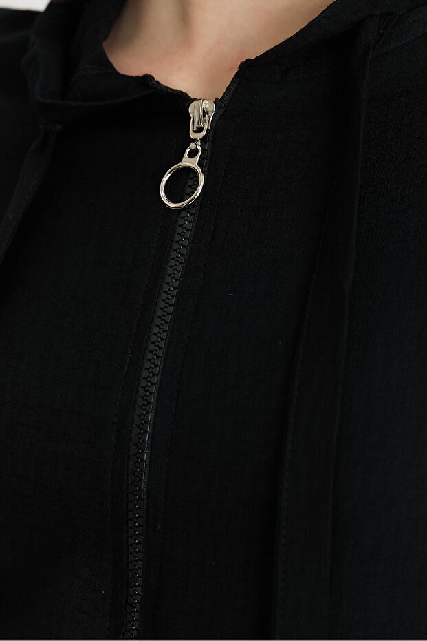 Black Hooded Pocketed Cap 4472A - 4