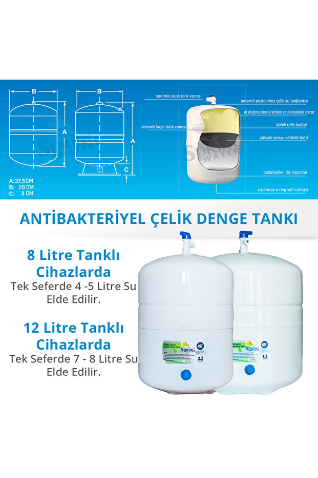 11 Aşamalı 12 Litre Tanklı Ters Ozmoz (RO) Su Arıtma Cihazı - Ücretsiz Ilk Kurulum - 6