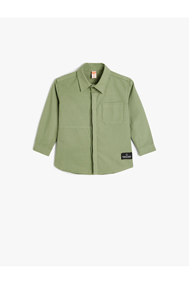 Cotton Button Detailed Long Sleeve Basic Shirt Jacket