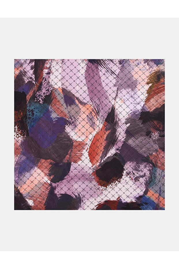 Soyut Desenli Eşarp Mürdüm - 1