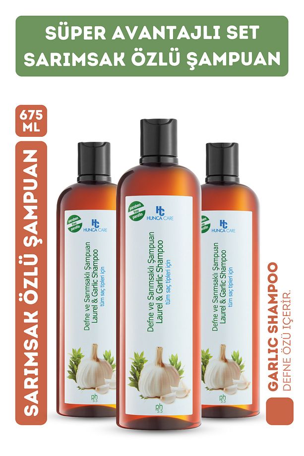 Defne Ve Sarımsaklı Şampuan, Saç Dökülmesine Karşı Yardımcı ( 3 Adet X 675 ml ) - 1