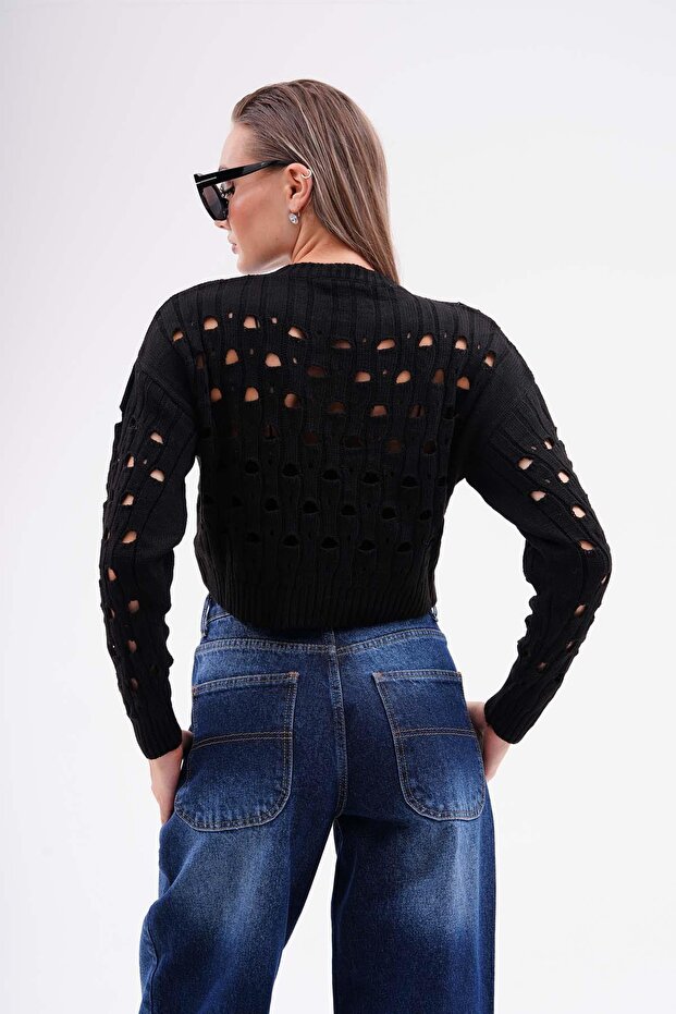 Kadın File Triko Örme Kazak 245141 - - 5