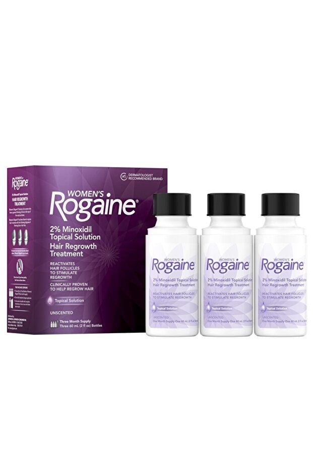 Women's 2% Minoxidil Solution for Hair Thinning & Regrowth, 3-Month Supply, 4-Piece Set, 6 Fl Oz