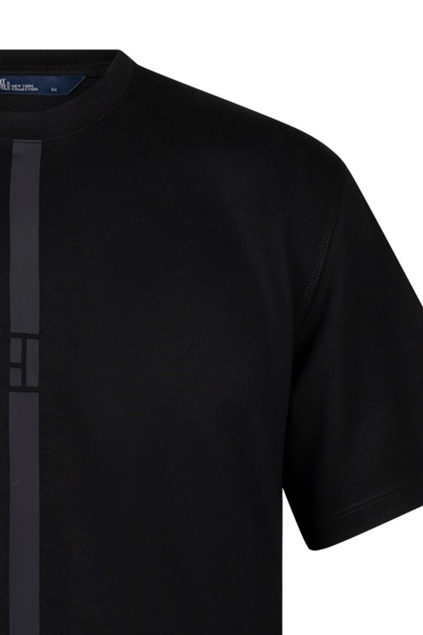 Siyah Regular Fit Bisiklet Yaka Pamuklu Basic Tişört - 3