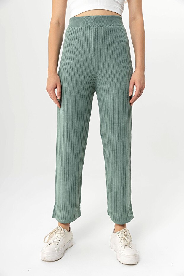 Kadın Fitilli Triko Örme Pantolon - 3