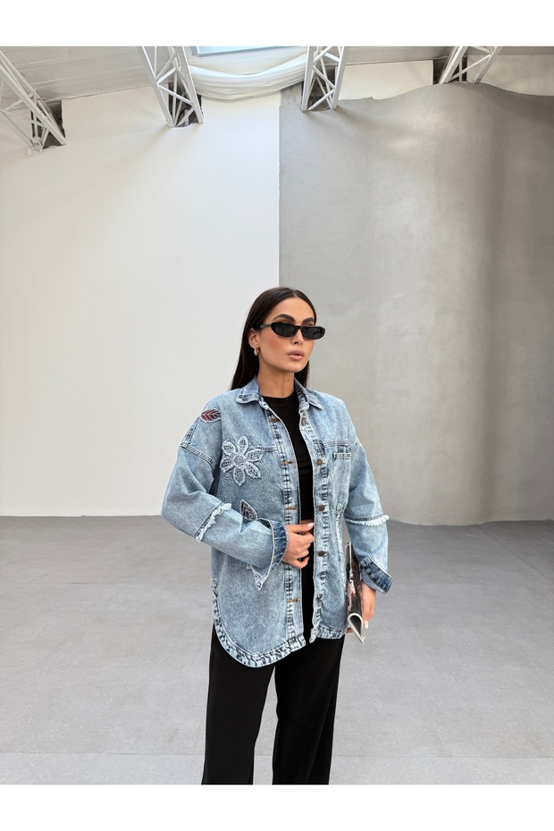 Jachetă de blugi de damă brodata - 3