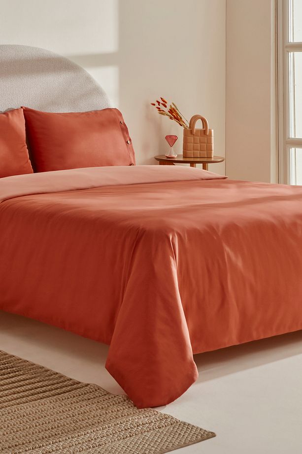 Basis %100 Pamuk Tek Kişilik Nevresim Takımı Terracota - 2