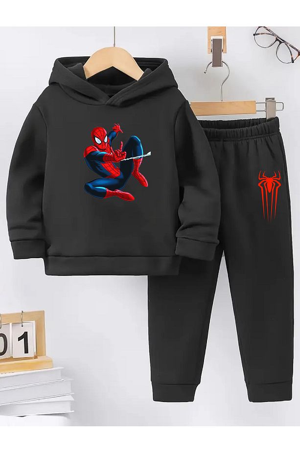 Kışlık Kız Erkek Çocuk Eşofman Takımı 5 6 7 8 9 10 11 12 yaş Unisex Örümcek - 1
