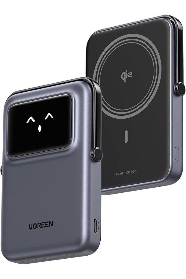 UGREEN Uno Qi2 15W MagSafe Power Bank 10000mAh with Foldable Stand and TFT Display
