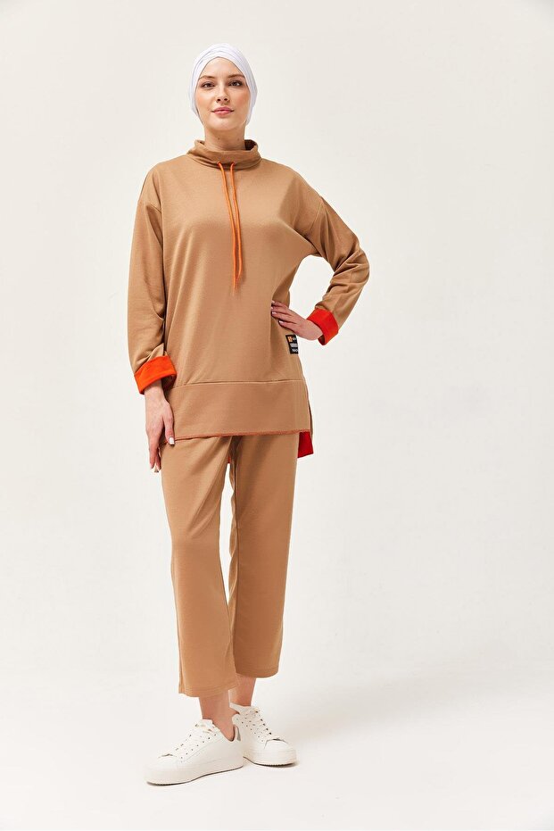 Arma Detailed Double Sports Suit Mink