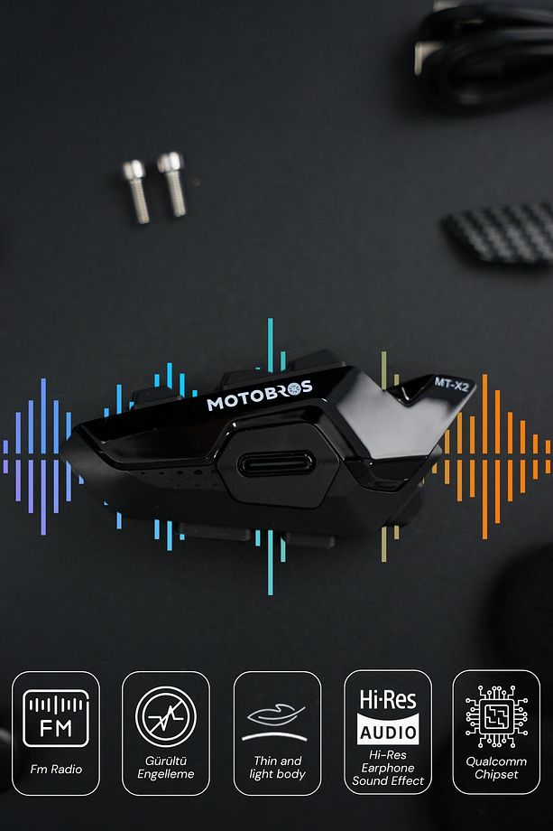 2 ADET Mt-x2 Kask Kulaklık Bluetooth Intercom Seti 5.3 Bluetooth - 3