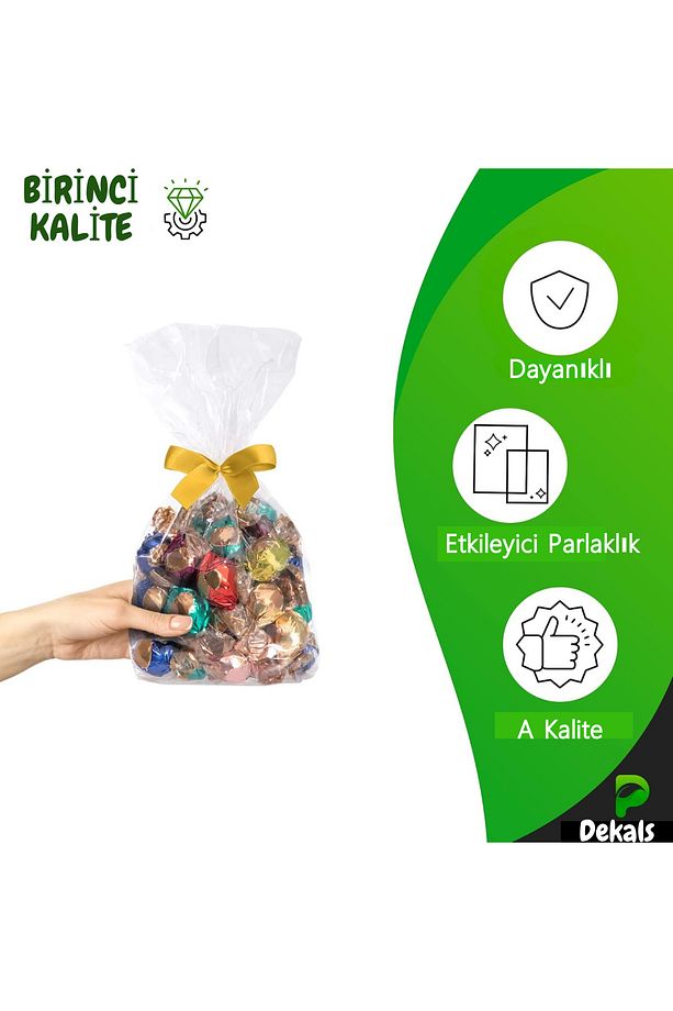 20 Adet 7,5x21 Şeffaf Körüklü Parlak OPP Poşet Kuruyemiş, Baharat, Kahve Çay Gıda Ambalaj Poşeti - 3