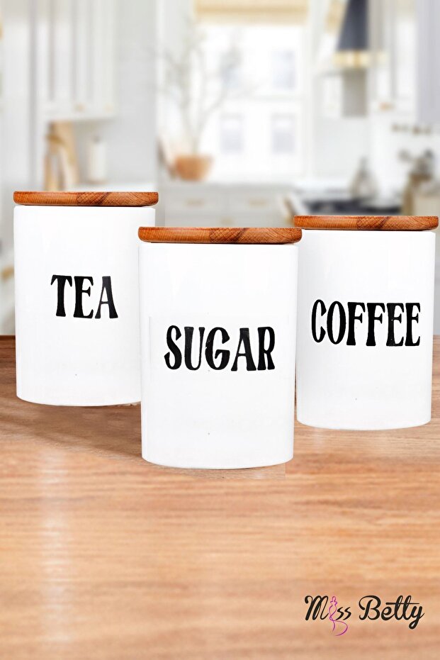 Porcelain Bamboo Lid 3-Piece Spice Set