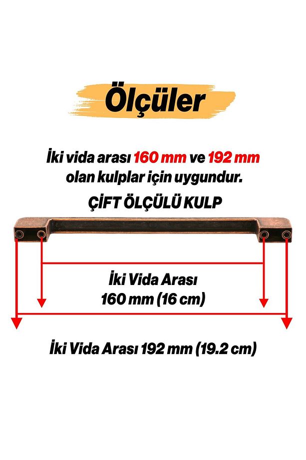 Radus Eskitme Antik Bakır 192 Mm Metal Mobilya Mutfak Çekmece Dolap Kulpu Kulbu Kulpları 10 Adet - 2