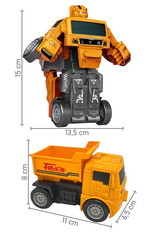 Robota Dönüşebilen Çek Bırak Oyuncak Iş Makineleri / Inşaat Araçları 4 Adet - 4