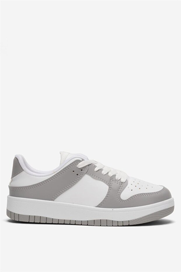 Unisex Lace-Up Sports Sneaker Shoes White - Gray