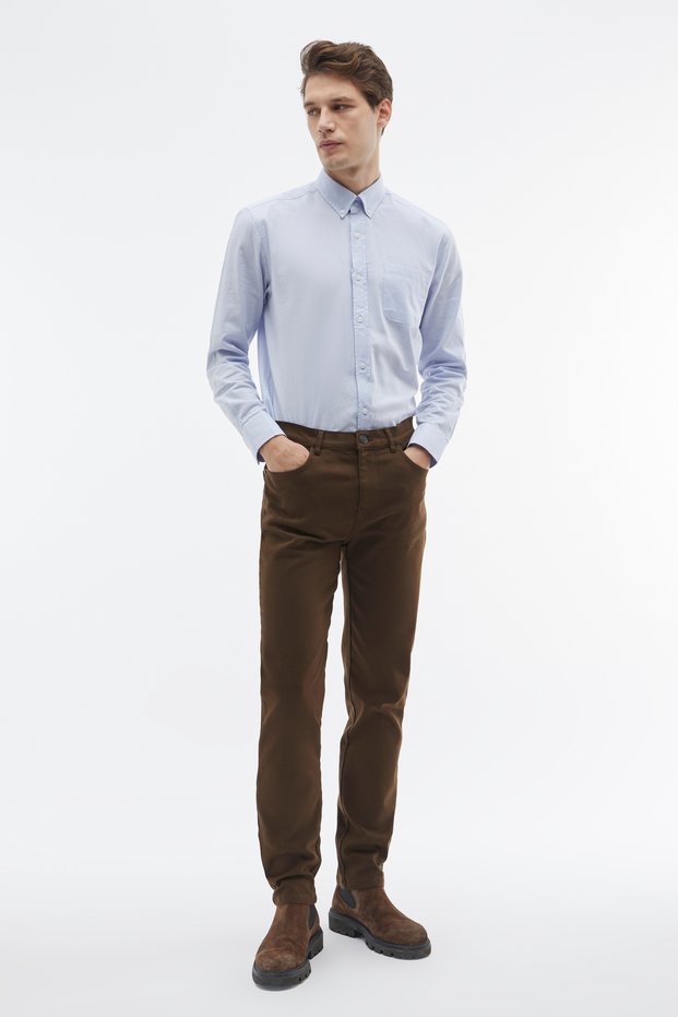 Slim Fit Single Pocket Long Sleeve Shirt