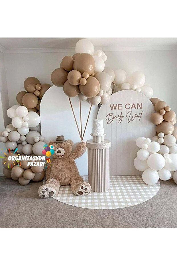 Balloon Set Hazelnut-Sea Sand-White 100 Piece Balloon Chain Set