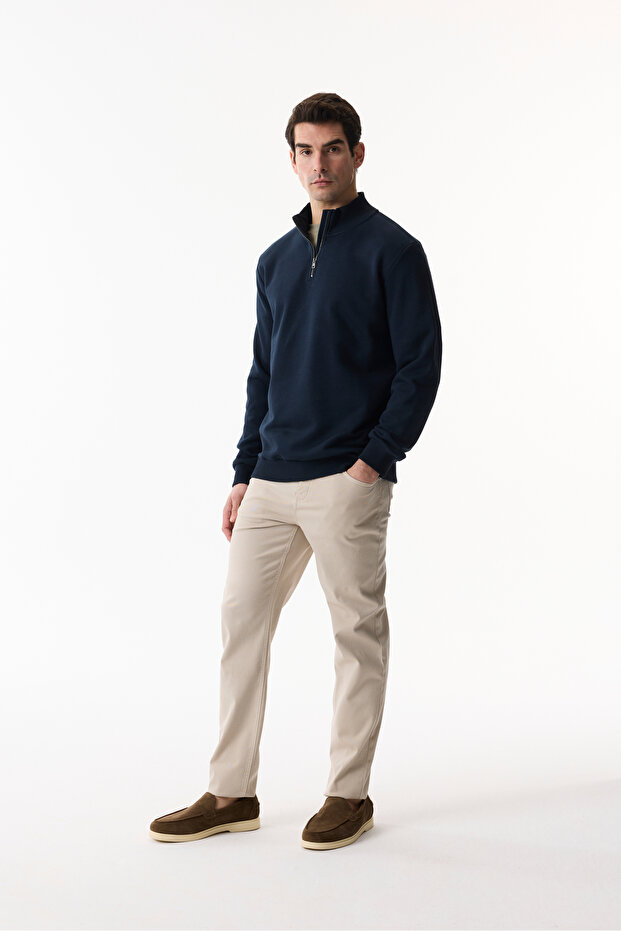 FERMUARLI DİK YAKA SWEATSHIRT - 1