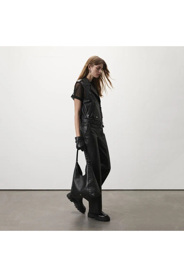 Algoma Siyah Kadın Deri Pantolon - 4