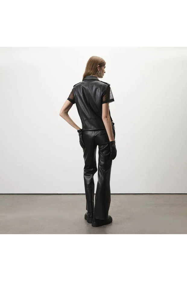Algoma Siyah Kadın Deri Pantolon - 3