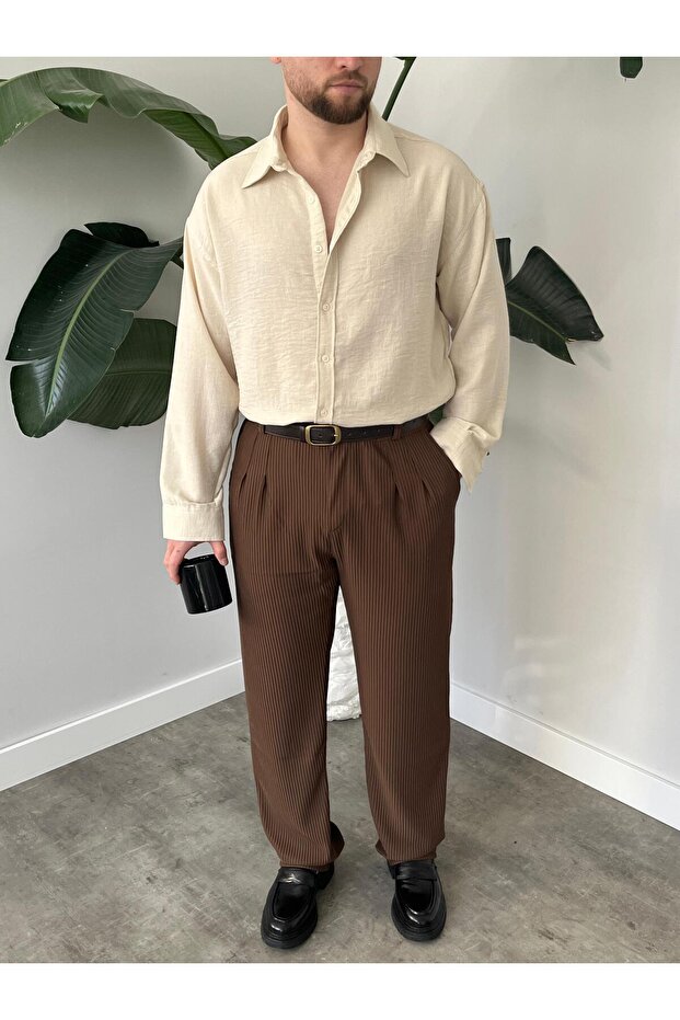 Keten Oversize Gömlek - 3