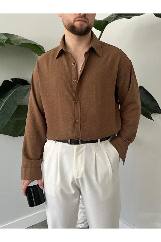 Keten Oversize Gömlek - 1