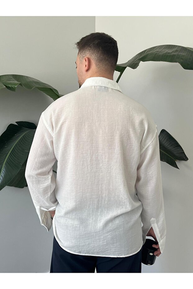 Keten Oversize Gömlek - 2