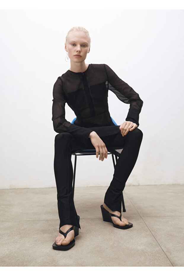 Dolgu topuklu deri sandalet - 2