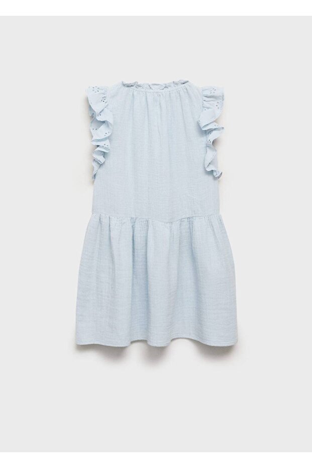 Fırfırlı ve işlemeli elbise - 4