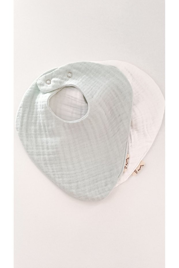2-Piece Scarf 100% Cotton Organic 8 Layer Muslin Baby Drool Bib / Nickel Free Snap Fasteners