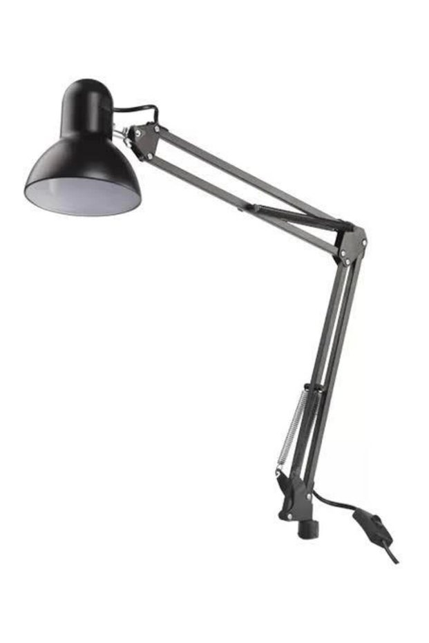 Black Table Lamp with Vise – Metal Body Fixed Lighting