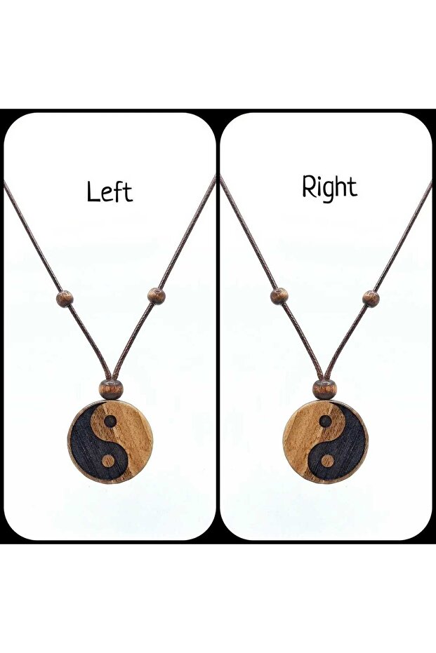 Yin Yang El Yapımı Ahşap Kolye, Yin Yang, Ying Yang, Hint, Hindu, Budist, Isme Özel, Kişiye Özel - 1