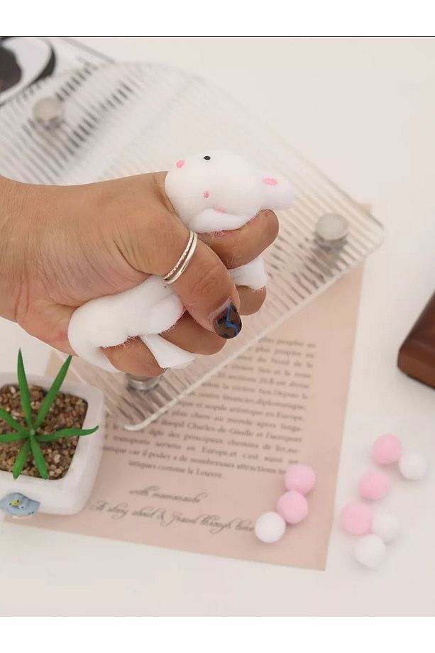 Sevimli ayıcık tüylü sukuşi   Taba squishy stres oyuncak - 3