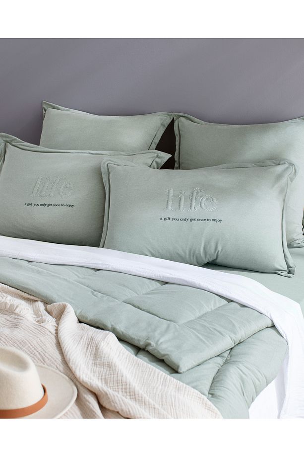 Bobigny King Size SuperSoft Comforter Set - Mint Yeşili - 4