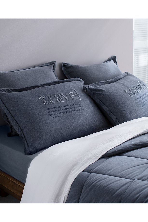 Bobigny King Size SuperSoft Comforter Set - İndigo - 5