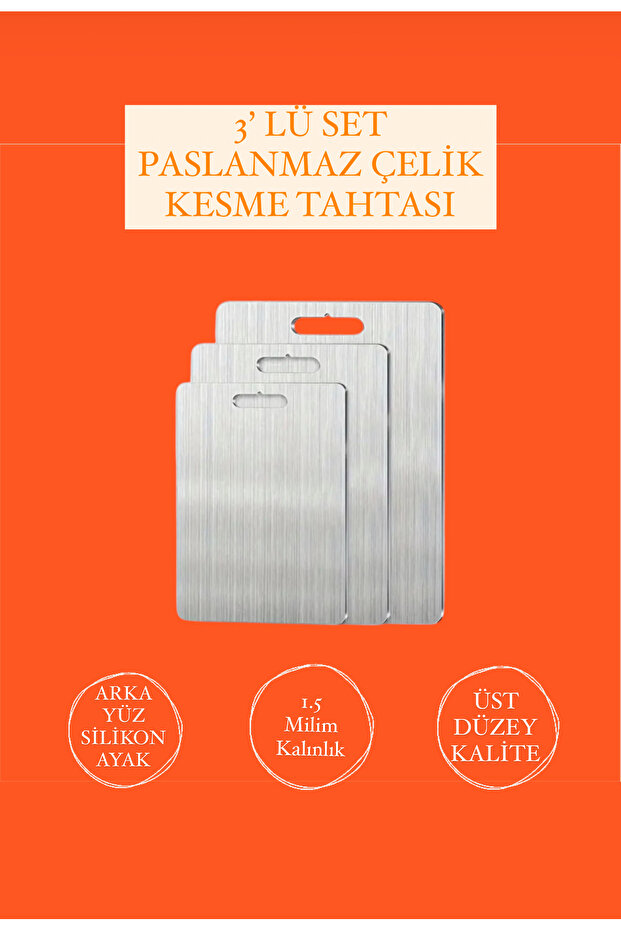 Stainless Steel Set of 3 High Quality Antibacterial