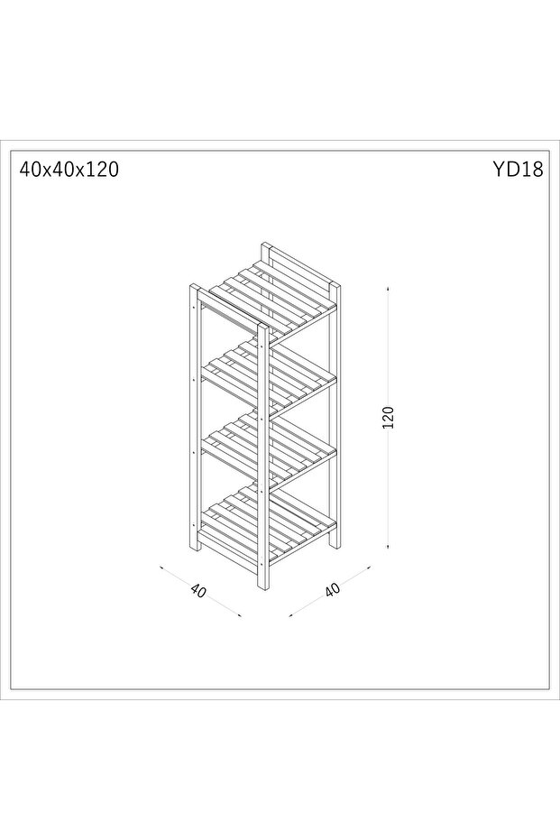 Ahşap Masif Raf, Masif Ahşap Banyo Rafı (40x40x120) - 5